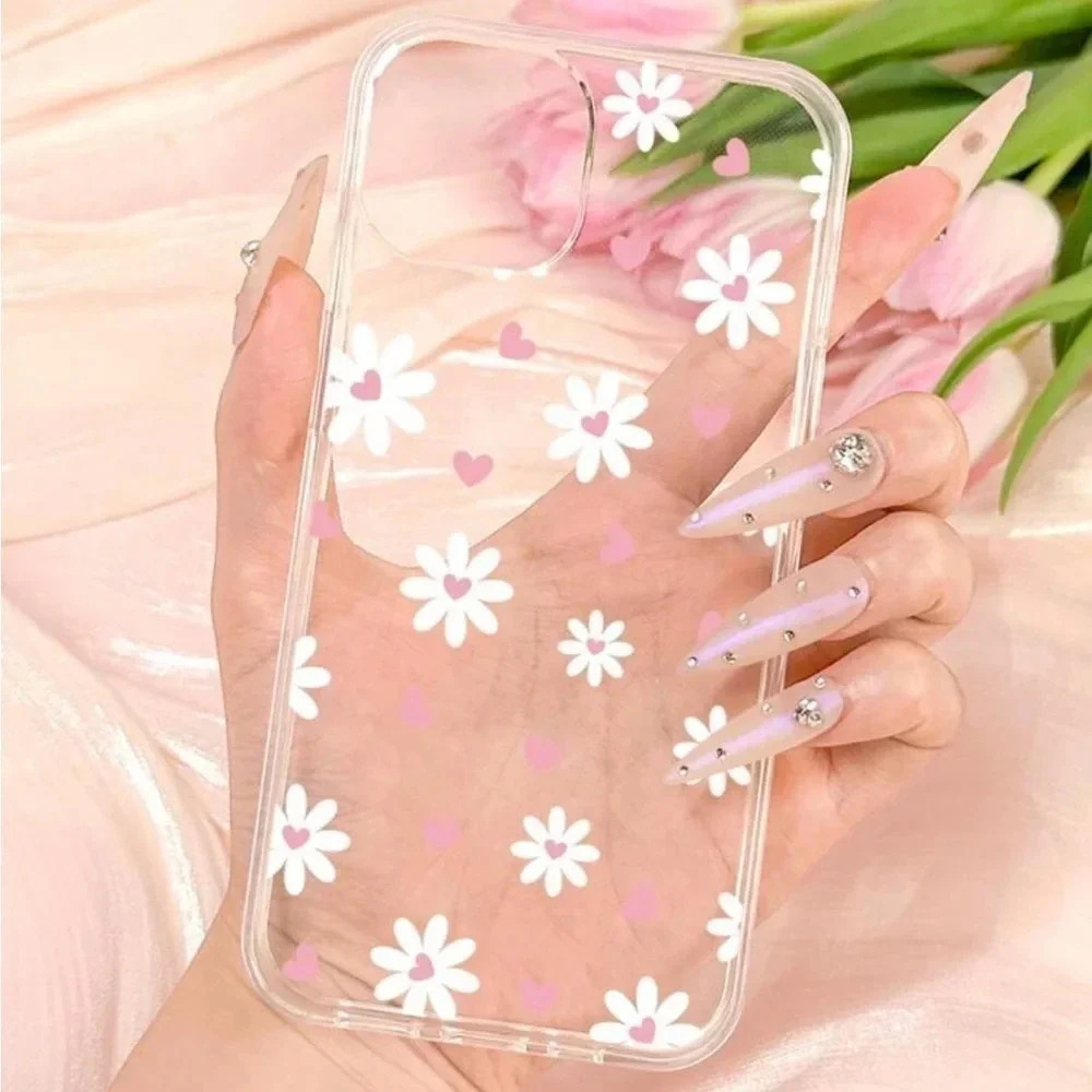 ⚠️Clearance iPhone 13/Pro/Pro Max Daisy And Heart Clear Phone Case - Picture 3 of 3